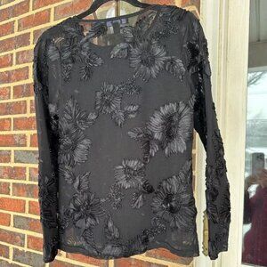 A.Z. I. Floral Embroidered Mesh Blouse with Tank Size XS